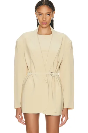Norma Kamali Oversized Single Breasted Jacket in Beige