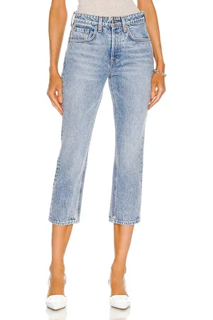 GRLFRND Karolina Petite High Rise Straight Crop in Denim-Light