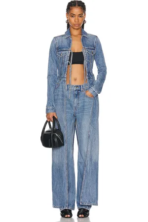 Alexander Wang Tie Front Trucker Duster in Denim-Medium