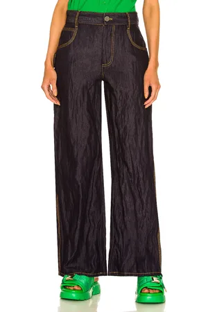 Bottega Veneta Metal Denim Twill Trouser in Denim-Dark