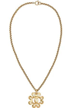 CHANEL 1995 CC Flower Necklace in Metallic Gold