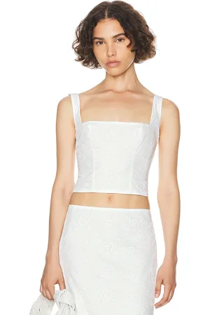 Helsa Eyelet Corset Top in White