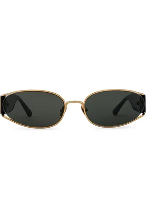 Linda Farrow Shelby Cat Eye Sunglasses in Metallic Gold