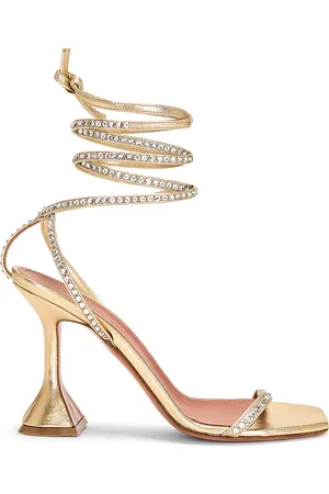 Amina Muaddi Vita Crystal Sandal in Metallic Gold