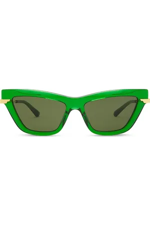 Bottega Veneta Combi Cat Eye Sunglasses in Green