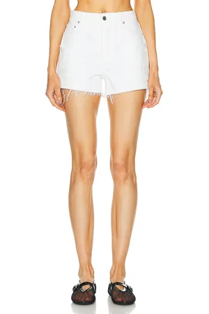 GRLFRND Eliana High Rise Cut Off in White