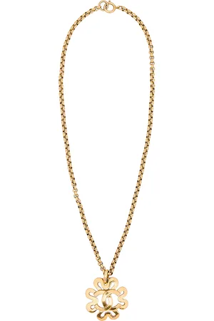 CHANEL 1995 CC Flower Necklace in Metallic