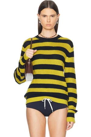 Guest In Residence Net Stripe Crew in Yellow