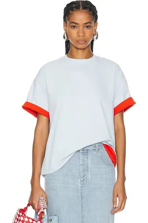 Bottega Veneta Short Sleeve Top in Baby Blue