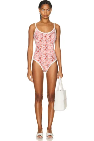 Moncler Logo Print Scoop Neck One Piece Swimsuit in