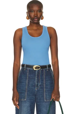 Bottega Veneta Stretch Cotton Rib Tank Top in Blue