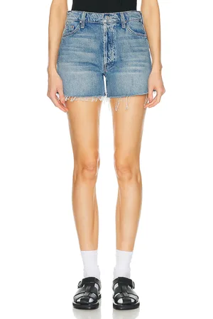 Mother The Skipper Short N Long Short in Denim-Light