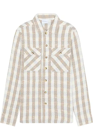 BLUE SKY INN Boucle Long Sleeve Shirt in Baby Blue