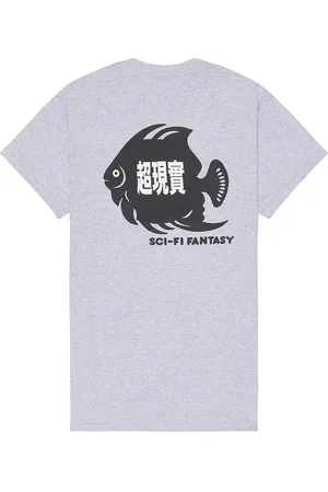 Sci-Fi Fantasy Fish Pocket Tee in Grey