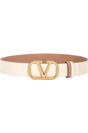 VALENTINO GARAVANI 30 Reversible V Logo Belt in Beige
