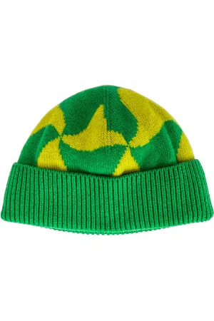 Bottega Veneta Wavy Triangle Wool Beanie in Green