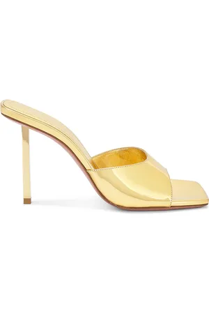 Amina Muaddi Laura Slipper Mule in Metallic Gold