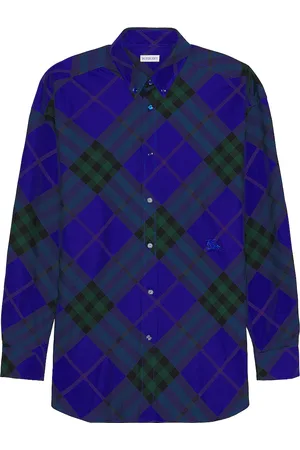 Burberry Long Sleeve Check Pattern Shirt in Blue