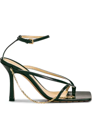 Bottega Veneta Stretch Ankle Strap Sandals in Dark Green