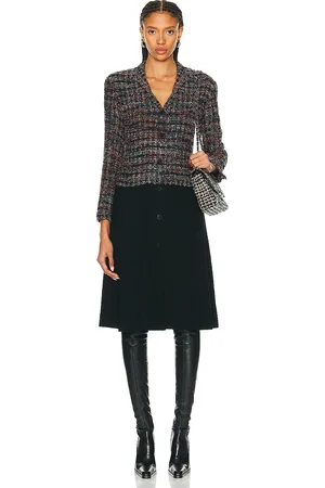 CHANEL Boucle Mix Tweed Coat in Black