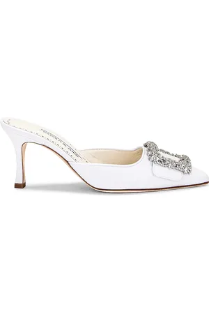 Manolo Blahnik Maysale Jewel 70 Mule in Ivory