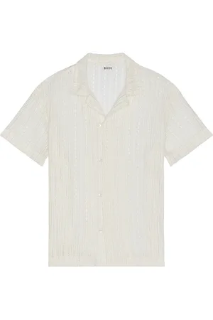 BODE Meandering Lace Short Sleeve Shirt in White