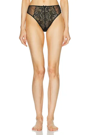 FLEUR DU MAL Grommet Embroidery Lace Up High Waisted Panty in