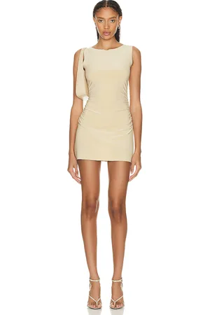 Norma Kamali Sleeveless Pickleball Mini Dress in Beige