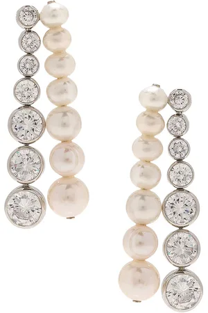 COMPLETEDWORKS Recycled Silver Fresh Water Pearl & Stone Earrings in Metallic Silver