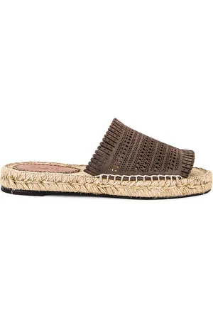 Alaïa Leather Laser Cut Flat Espadrilles in Taupe