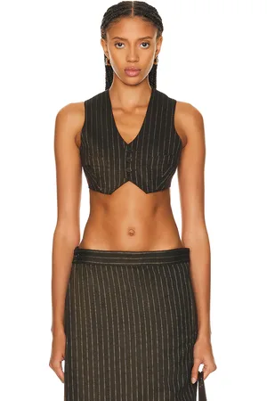 Jean Paul Gaultier Tennis Stripes Laced Gilet in Brown