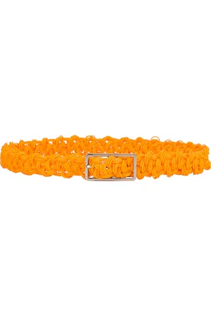 Bottega Veneta Rubber Intreccio Crochet Belt in Orange