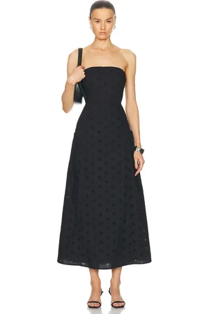 MATTEAU Broderie Strapless Dress in Black