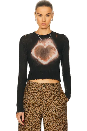 R13 Flaming Heart Baby Crewneck in Black