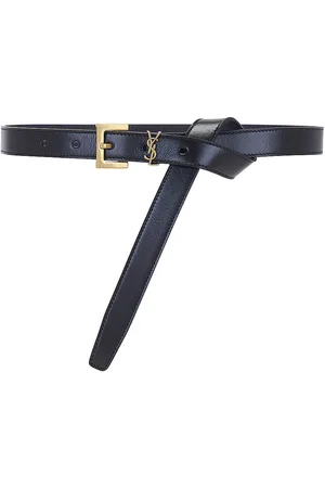 Saint Laurent Skinny Cassandre Long Belt in Black