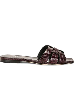 Saint Laurent Tribute Sandal in Burgundy