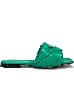 Bottega Veneta Lido Flat Sandals in Teal