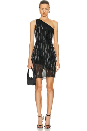 FLEUR DU MAL One Shoulder Dangling Stones Dress in