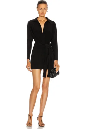 Norma Kamali Mini Tie Front Shirt Dress in