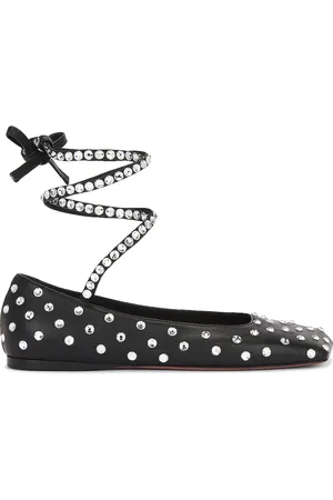 Amina Muaddi Ane Crystal Lace Up Flat in