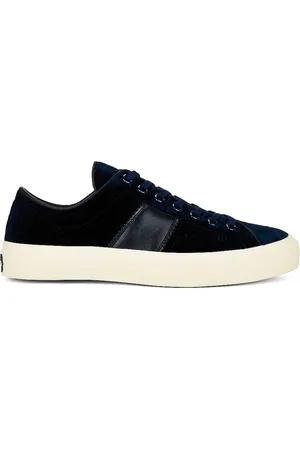 Tom Ford Stamped Croc Velvet Low Top Sneakers in Blue