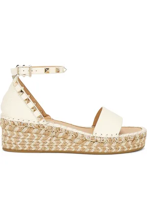 VALENTINO GARAVANI Rockstud Espadrille Sandal in Ivory