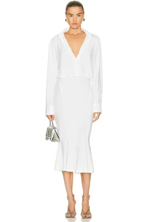 Norma Kamali Boyfriend Nk Shirt Fishtail Dress To Midcalf in White