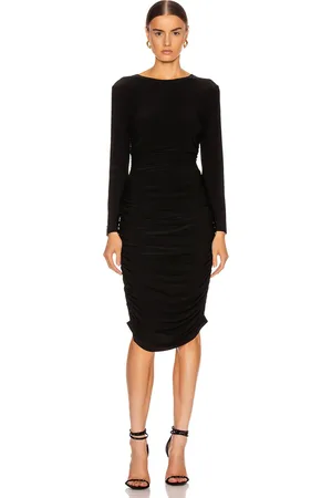 Norma Kamali Long Sleeve Shirred Dress in