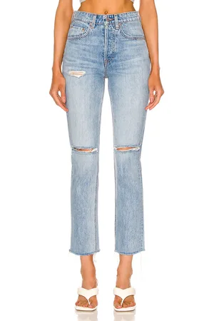 GRLFRND Karolina High Rise Straight Crop in Denim-Light