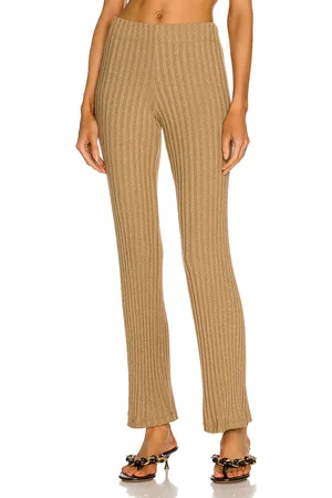 ENZA COSTA Lurex Sweater Rib Pant in Metallic Gold