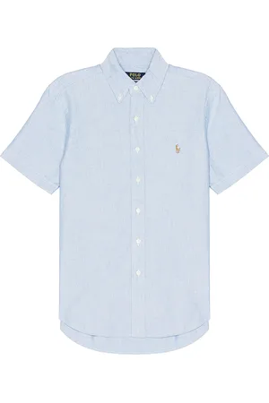 Ralph Lauren Oxford Short Sleeve Shirt in Blue in Blue