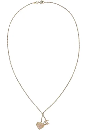 CHANEL CC Heart Necklace in Metallic Gold