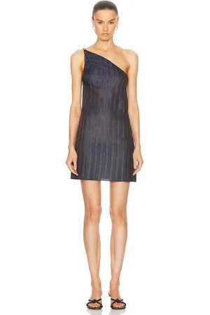 Salvatore Ferragamo One Shoulder Mini Dress in Navy