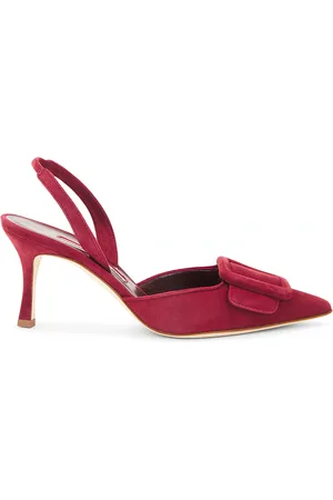 Manolo Blahnik Maysli 70 Suede Pump in Red